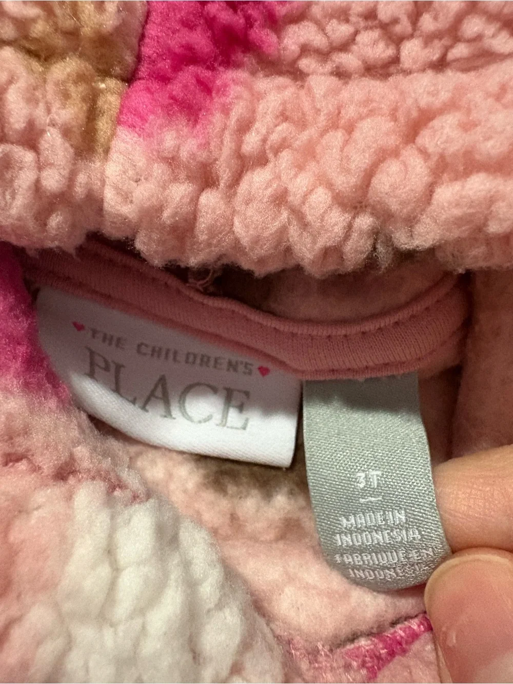 The Children's Place Pink Sherpa Hoodie with Multicolor Heart Print Toddler Girl